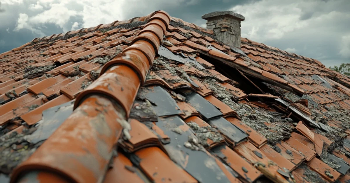 Roof Tiles Are Damaged by a Storm