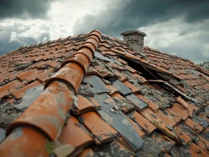 Roof Tiles Are Damaged by a Storm